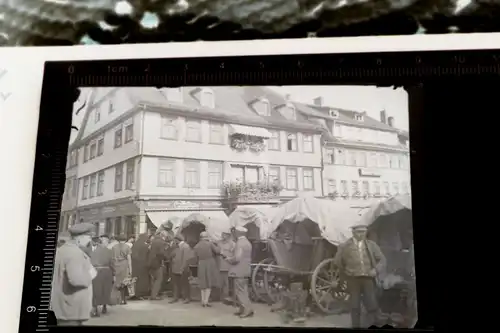 tolles altes Glasnegativ - Wochenmarkt - Bürobedarf Georg Mattheus 30-40er Jahre