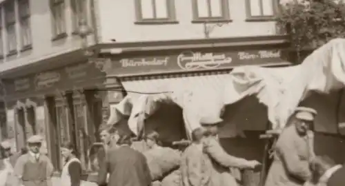 tolles altes Glasnegativ Wochenmarkt Bürobedarf Georg Mattheus 30-40er Jahre (2)