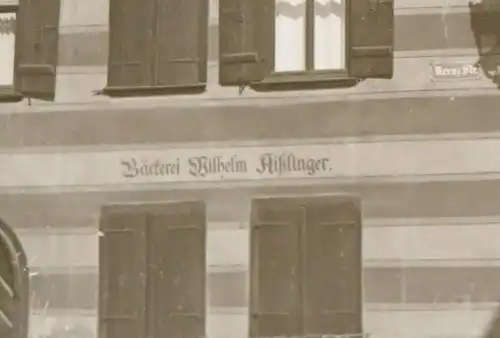 tolles altes Glasnegativ - Bäckerei Aißlinger - Aalen 20-30er Jahre 