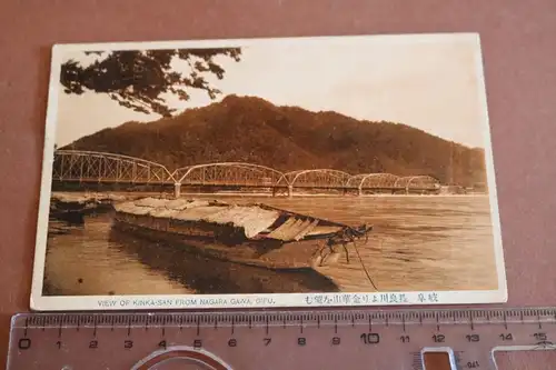 tolle alte Karte  Brücke Kinka-San - Nagara Gawa - Gifu - Japan 1924