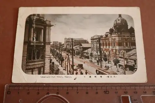 tolle alte Karte  Strasse in Nagoya  1924 Japan