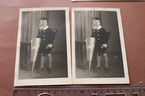 zwei tolle alte Fotos - Junge mit Schultüte - Einschulung  Berlin 1936