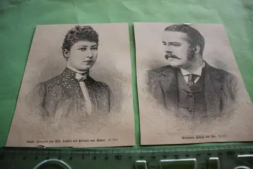 zwei alte Ausschnitte - Portraits Herzog und Herzogin von Fife 1880-1890