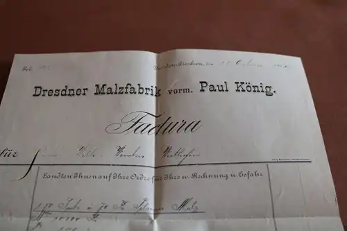 tolle alte Rechnung Dresdner Malzfabrik von 1900 - Dresden