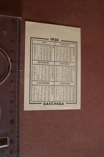 alter Taschenkartenkalender - 1938  Firma Baschaga
