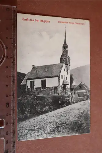 tolle alte Karte Gruß aus den Vogesen evan. Kirche Lützelburg Lothringen 1909