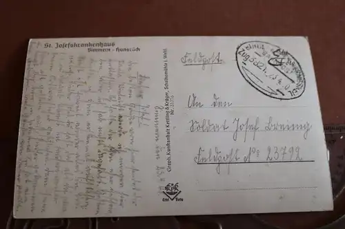 tolle alte Karte St. Josefskrankenhaus  Simmern Hunsrück 1940 als Feldpost 