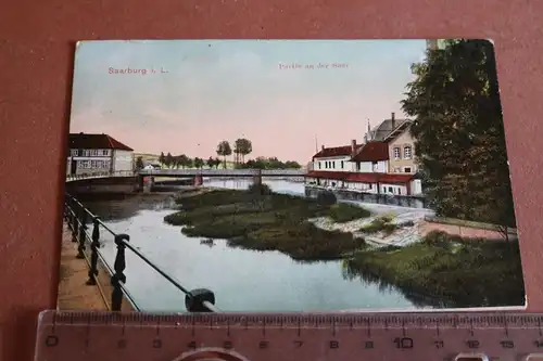 tolle alte Karte Saarburg i.L.  Partie an der Saar 1910