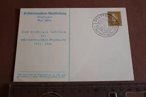 tolle alte Postkarte - Postwertzeichen-Ausstellung Stuttgart 1931