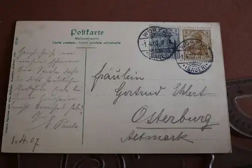 tolle alte Karte Wörth  i. Elsaß - Kaiser Friedrich Denkmal  1907