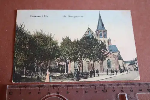 tolle alte Karte Hagenau i. Elsaß - St. Georogskirche 1907