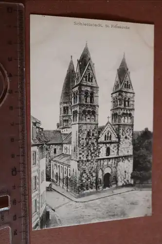 tolle alte Karte Schlettstadt i. Elsaß - St. Fideskirche