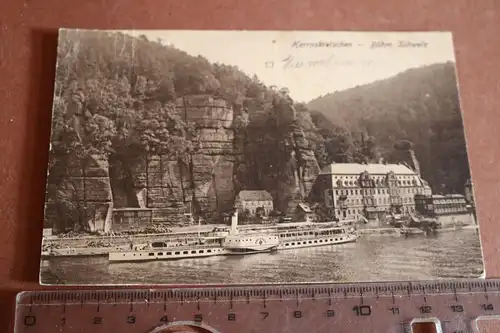 tolle alte Karte  Raddampfer - Herrnskretschen Böhm. Schweiz  1928