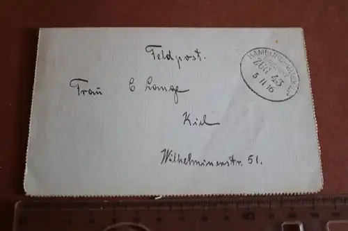 toller alter Feldpostbrief 1916 mit Bahnstempel Zug 43 hamburg Vandrup