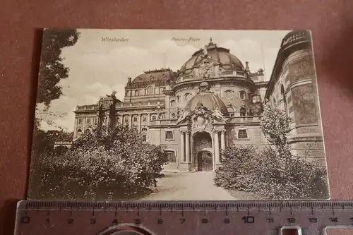 tolle alte Karte  Wiesbaden Theater-Foyer 1914