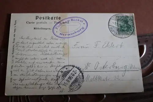 tolle alte Karte  Fuchs am Buckel bei Strassburg   1906