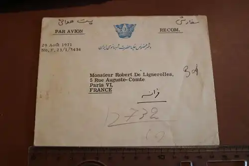 alter Briefumschlag aus dem Persien - Königshaus ??? 1971
