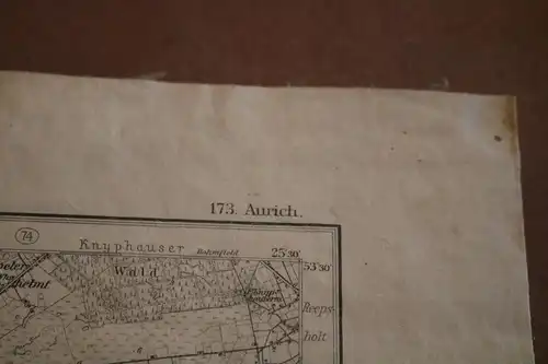 tolle alte Landkarte Umdruckausgabe 173. Aurich Remels 1901