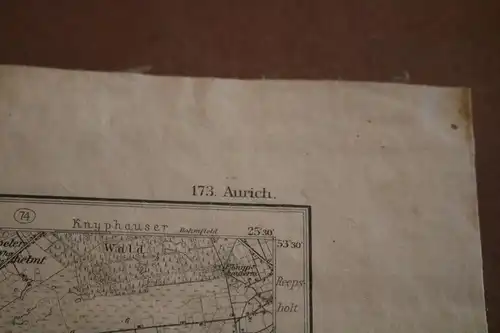 tolle alte Landkarte Umdruckausgabe 173. Aurich Remels 1901 