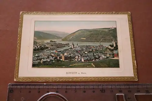 tolle alte Karte mit Goldrand - Bingen am Rhein 1910-20