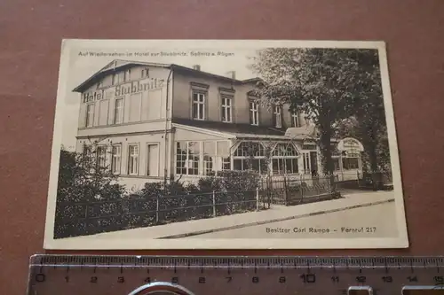 tolle alte Karte - Hotel zur Stubbnitz - Saßnitz auf Rügen  1910-20