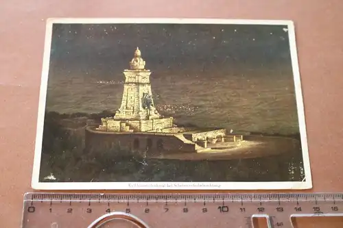 tolle alte Karte - Kyffhäuserdenkmal bei Scheinwerferbeleuchtung 20-30er Jahre