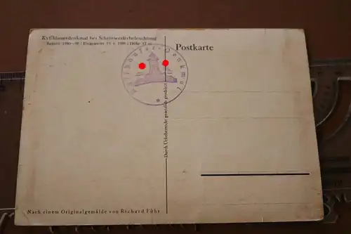 tolle alte Karte - Kyffhäuserdenkmal bei Scheinwerferbeleuchtung 20-30er Jahre