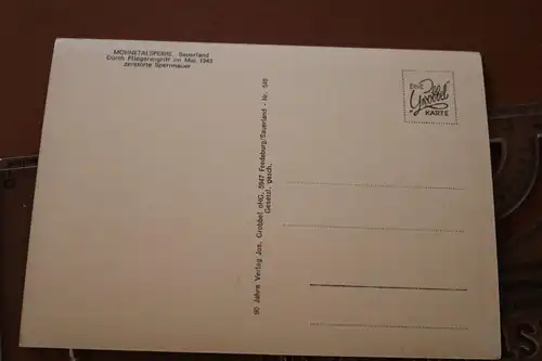 alte Karte - Mohnetalsperre zerstörte Sperrmauer nach Fliegerangriff 1943