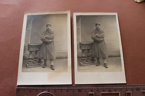 zwei tolle alte Fotos Portrait französischer Sanitäter - Regt. 8