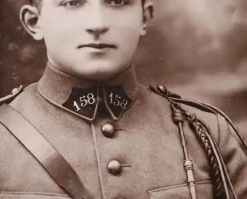 tolles altes Foto Portrait französischer Soldat ? Infanterie ?? Regt 158