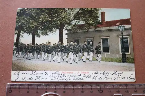 tolle alte Karte - Infanterie am marschieren - Niederlande - 1905