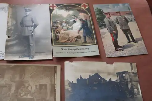 neun  alte Fotos und Karten - deutsche Soldaten , Gruppenfotos 