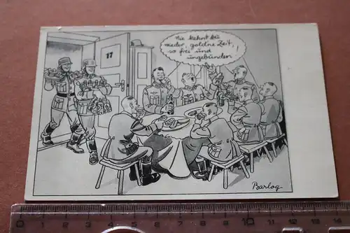 tolle alte Karte- Karikatur Soldaten beim essen und trinken 1942