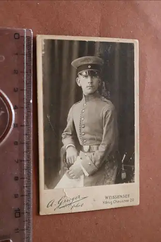 altes CDV-Foto - Portrait eines Soldaten - Weissensee