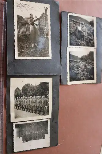 alte kleine Albumseiten mit 12 Fotos - Soldaten, Matrose usw