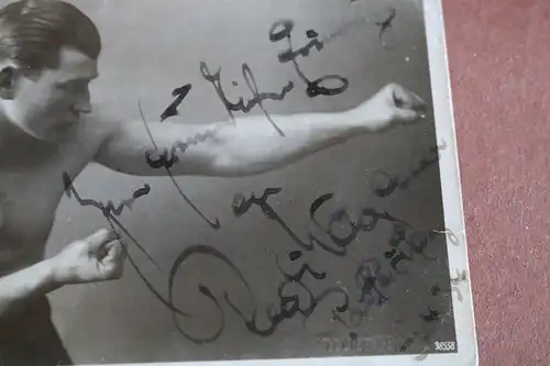 tolles altes Foto Schwergewichtsboxer Rudi Wagener 1934 ? mit original Autogramm