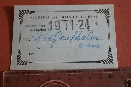 alte Eintrittskarte ??? Casino de Monte Carlo 1924