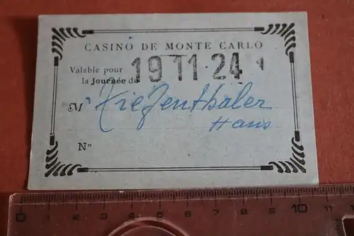 alte Eintrittskarte ??? Casino de Monte Carlo 1924 