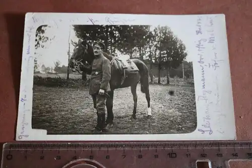 tolles altes Foto - Leutnant mit Pferd - Ord. Offiz. Stab 475 