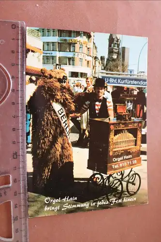 alte Werbekarte - Orgel Hein bringt Stimmung - Berliner Bär 