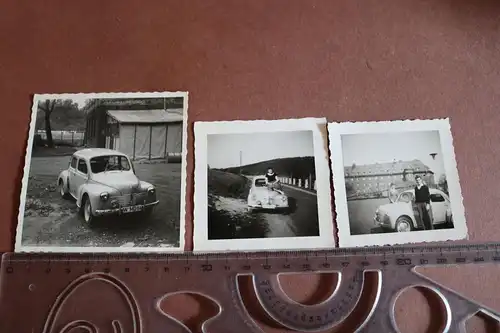 drei tolle alte  Fotos Oldtimer Renault 4CV 50-60er Jahre