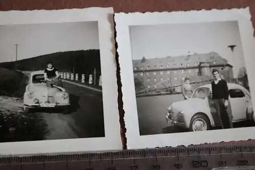 drei tolle alte  Fotos Oldtimer Renault 4CV 50-60er Jahre 