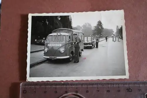 tolles altes Foto Oldtimer VW T1 Pritsche der Firma Hasodur 50er Jahre Polizeiko