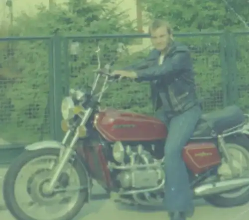 vier alte Negativstreifen mit altem Motorrad von Honda - 70-80er Jahre 