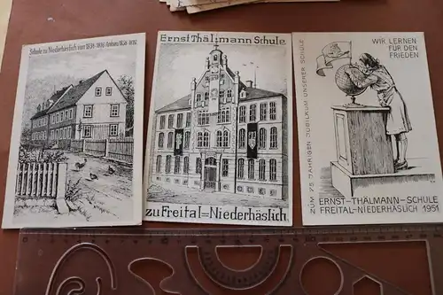 drei tolle alte Karten Ernst Thälmann Schule Freital-Niederhäslich 1951