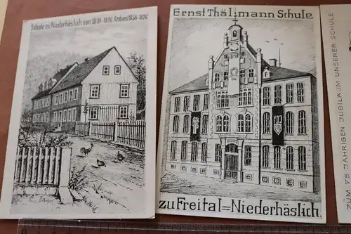 drei tolle alte Karten Ernst Thälmann Schule Freital-Niederhäslich 1951