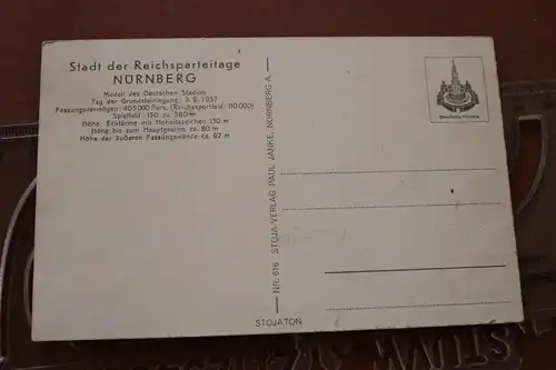  alte Karte - Modell vom Deutschen Stadion  - Nürnberg 