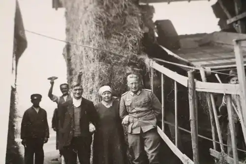 tolles altes Foto - Soldat und Einheimische beim Heu stapeln ?