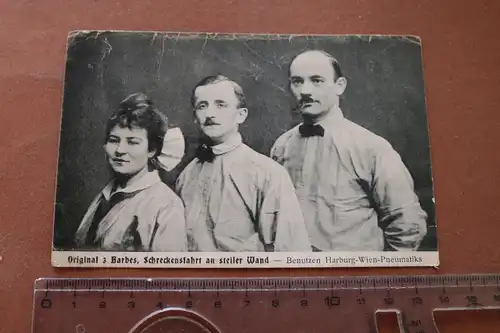 tolle alte Karte - original 3 Barbes , Schreckensfahrt an steiler Wand 