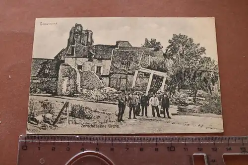 alte Karte -  zerstörte Kirche im Raum Aisne ??